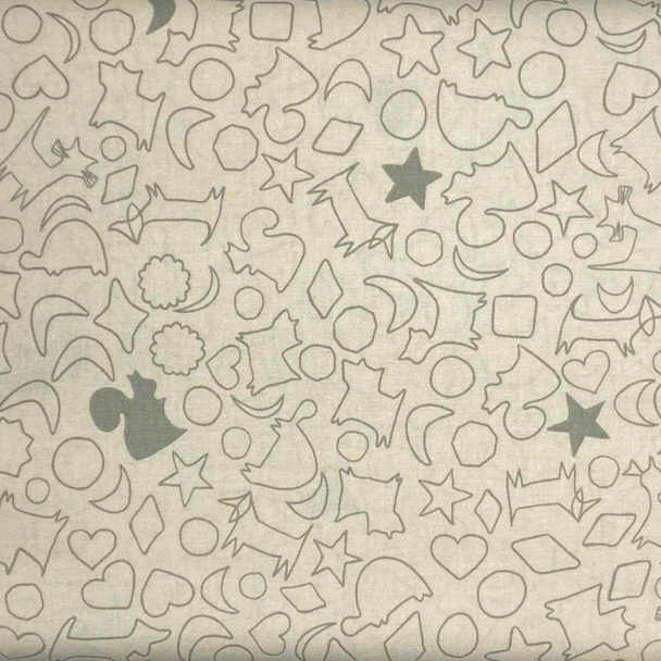 Grey Cookie Box Cookie Cutter Shapes quilting fabric by RJR