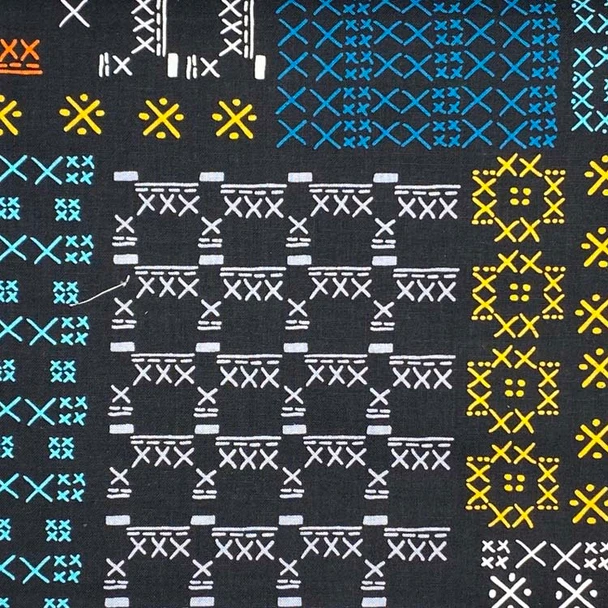 Black Sew!Sew! Random Stitches quilting fabric by Benartex