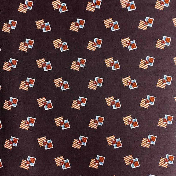 Dk Brown Cross Quilt Boxed Up quilting fabric by Washington Street Studios