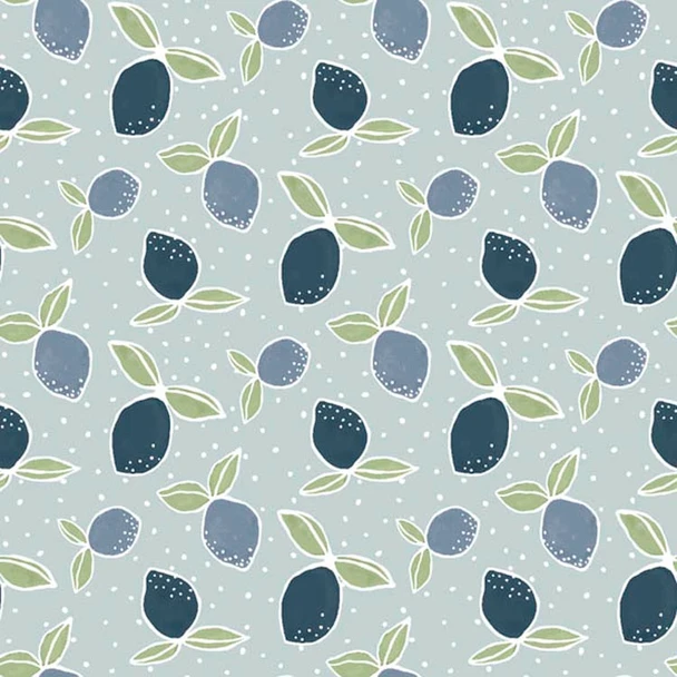 Lt Blue Afternoon in the Park Citrus quilting fabric by River's Bend