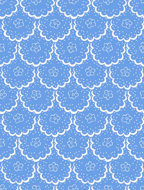 Blue Cottage Blooms Lace quilting fabric by River's Bend