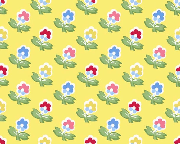 Yellow Cottage Blooms Garden quilting fabric by River's Bend