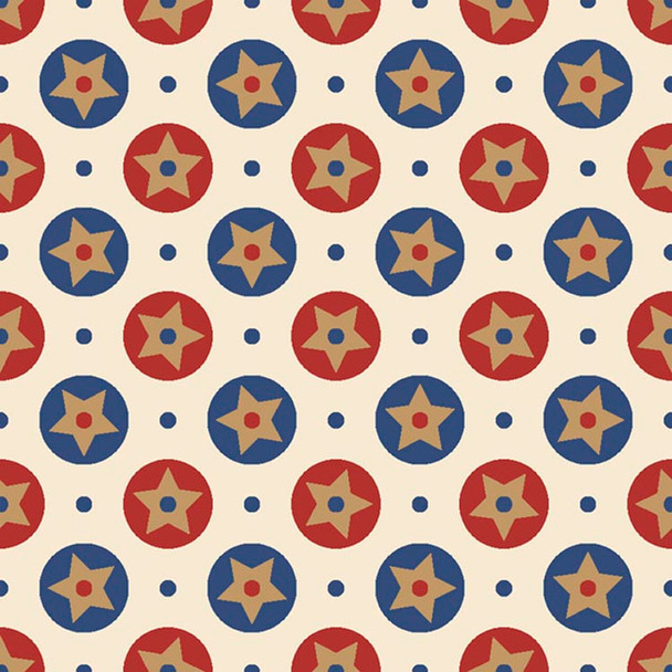 Natural Stars of Valor 2 Circle Stars quilting fabric by River's Bend