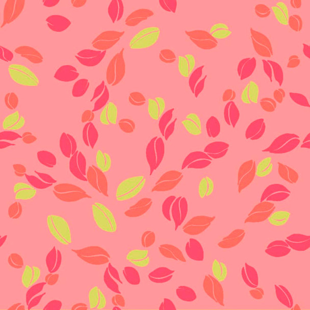 Pink Swirlygig Leaves quilting fabric by River's Bend