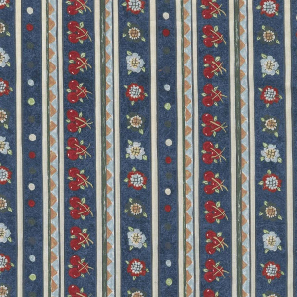 Blue Vintage Vogue Laundry Stripes quilting fabric by River's Bend