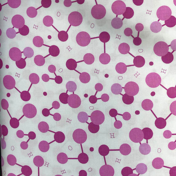 White/Pink Geekery Molecules quilting fabric by RJR