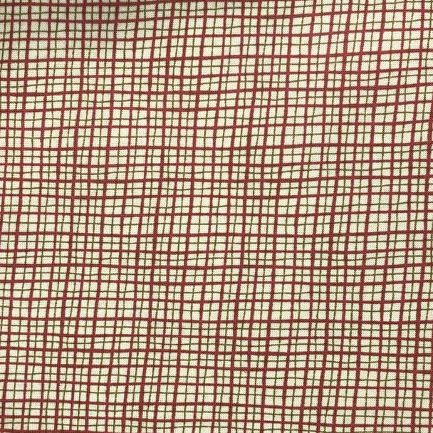 Red/Cream Peace On Earth Plaid quilting fabric by Henry Glass