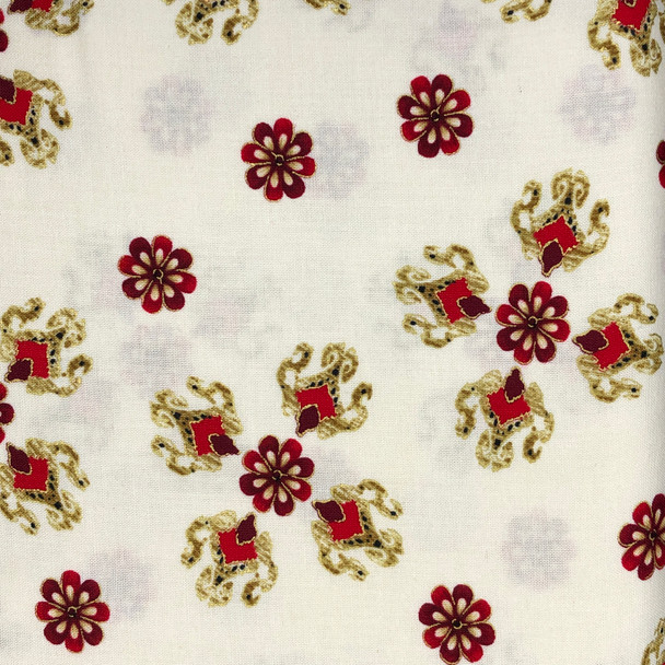 Cream Carmen Metallic Foulard quilting fabric by Benartex