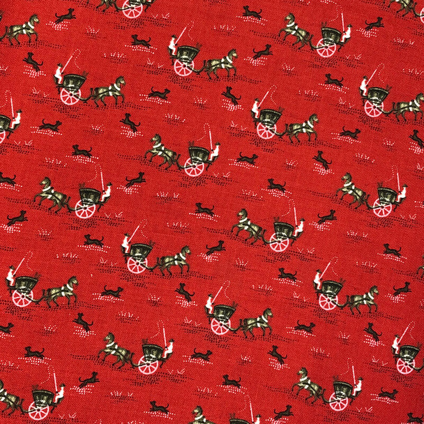 Benartex - Homestead Colonial - Carriage - Red | Sit n' Sew Fabrics By the Yard
