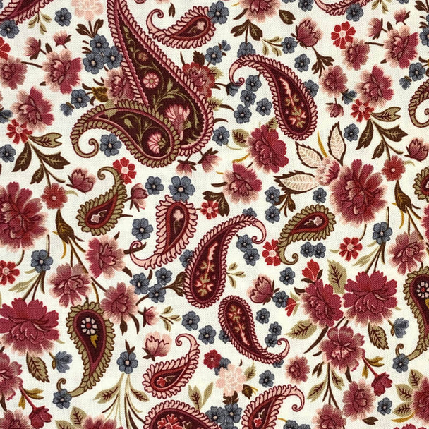 White Marseille Paisley quilting fabric by Benartex