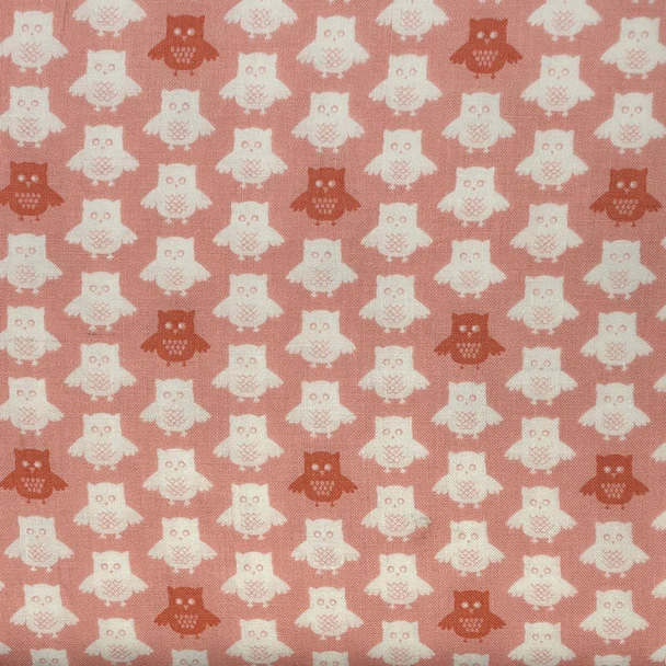 Pink Owls And Pals Owls Allover quilting fabric by Benartex