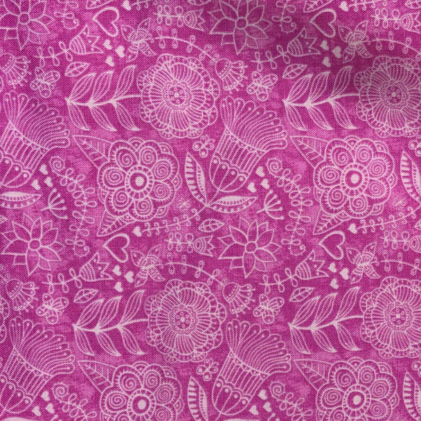 Studio E - Flight Of Fancy - Tonal Floral Sketch - Pink | Sit n' Sew Fabrics By the Yard