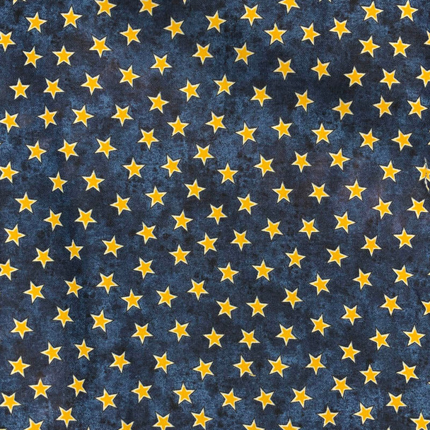 Studio E - Soldier's Story II - Tossed Stars - Navy/Gold | Sit n' Sew Fabrics By the Yard