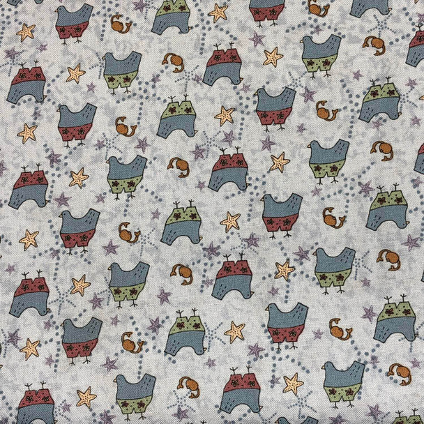 RJR - Summer Holiday - Swimming Chickens - Grey | Sit n' Sew Fabrics By the Yard