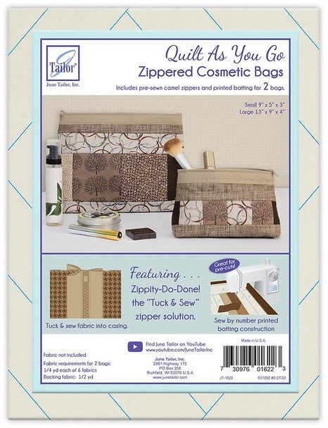 Camel Quilt As You Go Zippered Cosmetic Bags quilting fabric by June Tailor