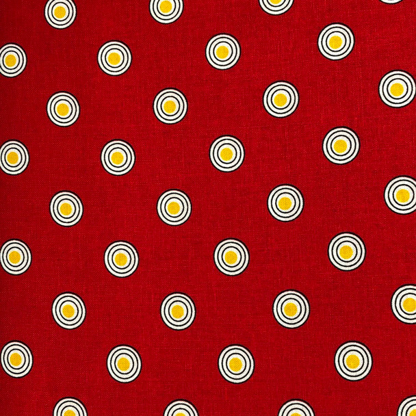 Red Henrietta Hen Egg Circles quilting fabric by Benartex