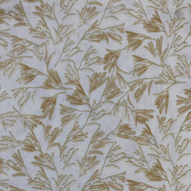 White/Gold Natural Beauty Metallic Tonal Flora quilting fabric by Benartex