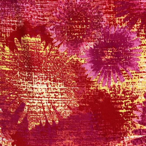Benartex - Patio Splash - Grunge Floral - Red - Pink | Sit n' Sew Fabrics By the Yard