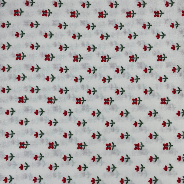 White Simply Chic Tiny Roses quilting fabric by Benartex