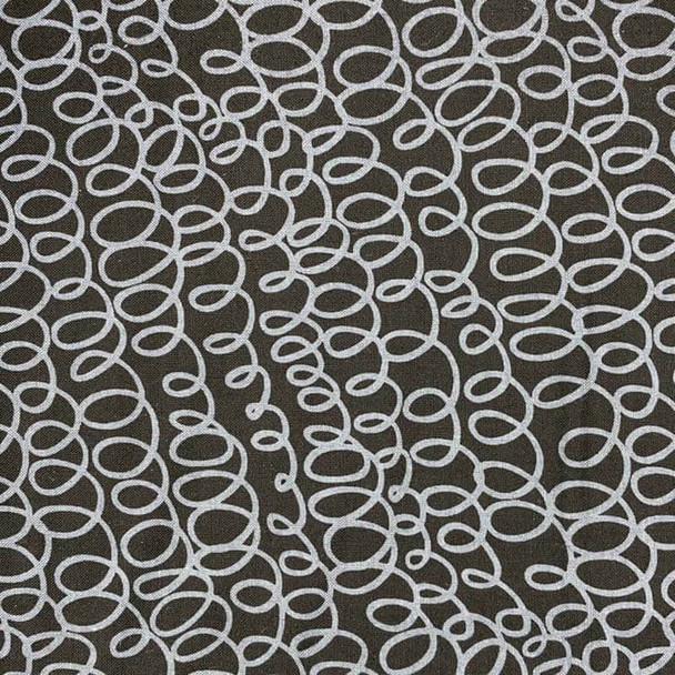 Black All's Wool Ends Wool Swirly Lines quilting fabric by Benartex