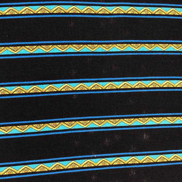 RJR - Casablanca And Mini Border - Stripe - Black - Aqua | Sit n' Sew Fabrics By the Yard