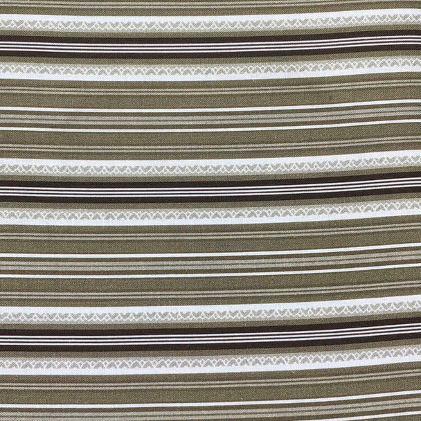 White Stone Cottage Stripes Sage quilting fabric by Benartex