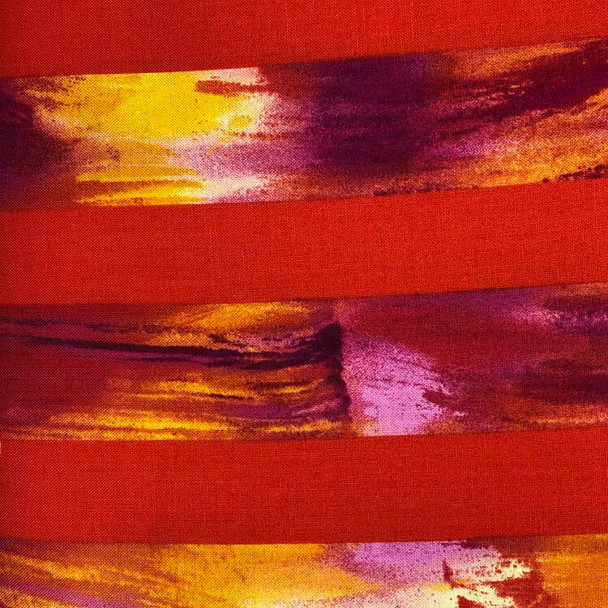 Multi Sunburst Painted Stripe Red quilting fabric by Benartex