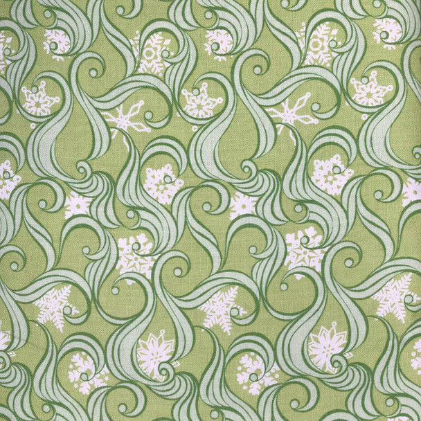 Benartex - Nordic Holiday - Windy Swirls - Lt Green | Sit n' Sew Fabrics By the Yard