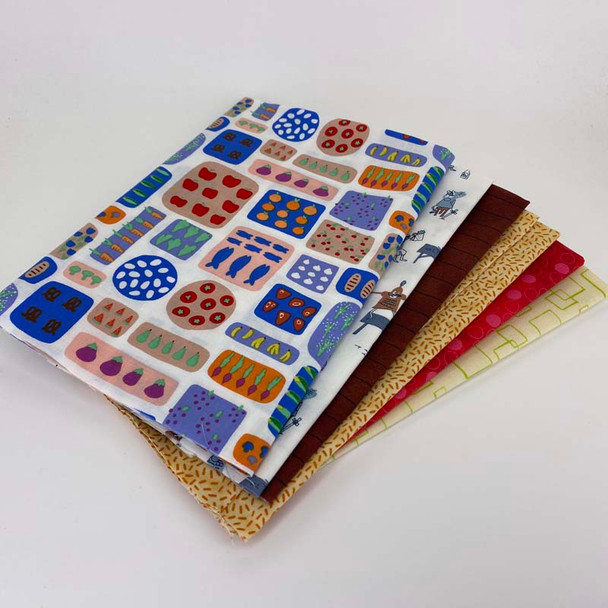 Folded Novelty Prints/6pc fat quarter fabric bundle