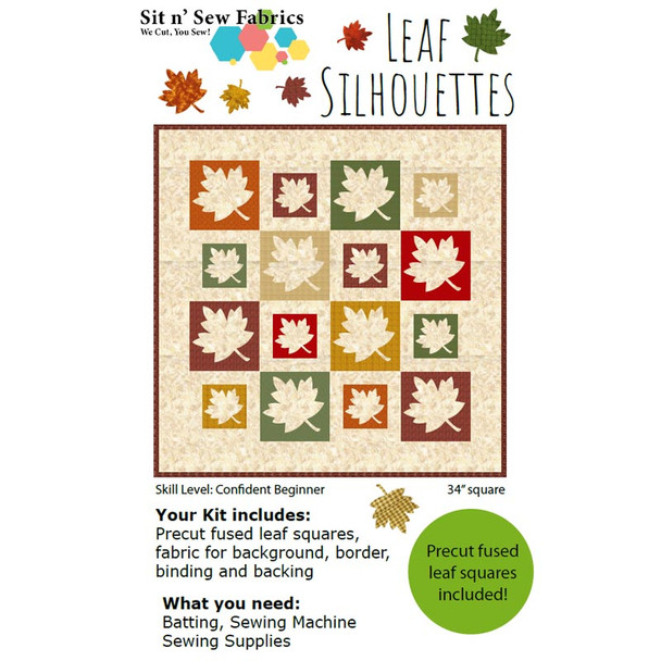 Sit n' Sew - Leaf Silhouette quilt kit with coordinating fabric