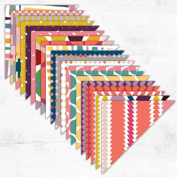 Multi Color Notes 5" Half Square Triangles/42 quilting fabric by RB Studios