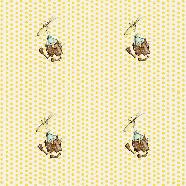Cream Sweet Baby Polkadot Walk quilting fabric by RB Studios