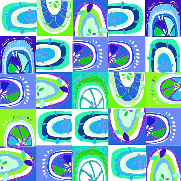 RB Studios - Citrus Pop - Tile - Blue | Sit n' Sew Fabrics By the Yard