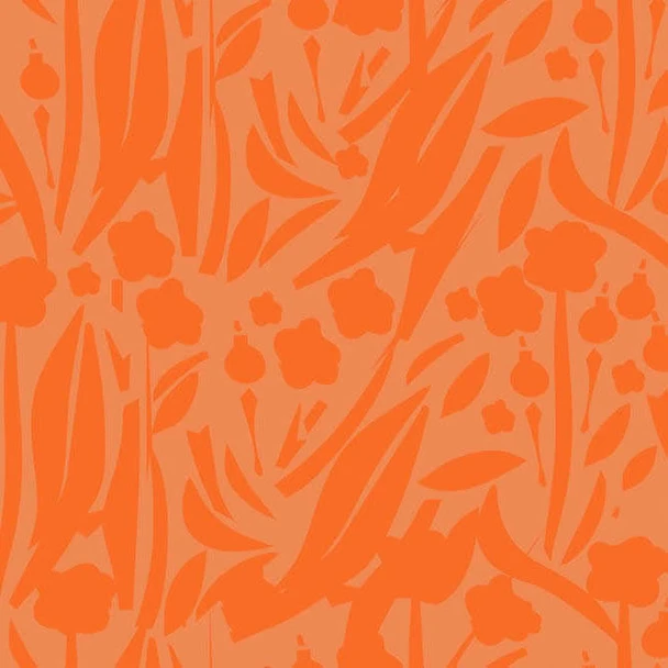 Orange Flora Cutouts Happy quilting fabric by RB Studios