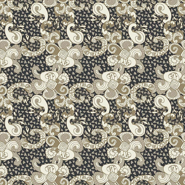 Black Punakaiki Blowhole quilting fabric by RB Studios