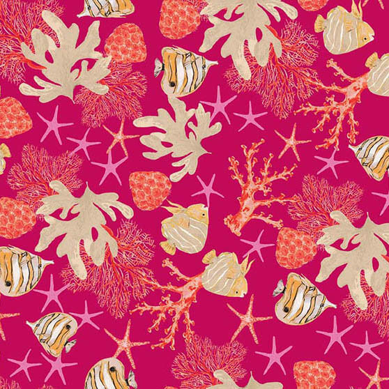 Red Seaside Swim Reef Play quilting fabric by RB Studios