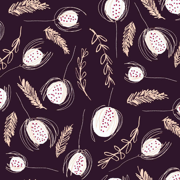 Violet Verdant Lush Pod quilting fabric by RB Studios