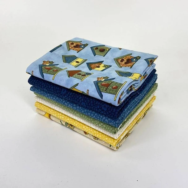 Folded Blue fat quarter fabric bundle detail 1