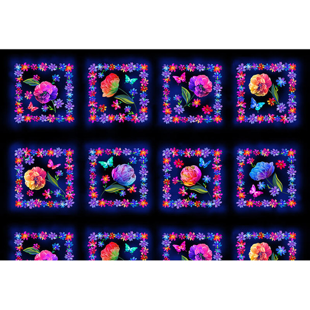 Benartex - Luminous Blooms Block Panel