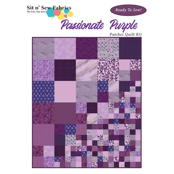 Passionate Purple - Patches quilt kit with coordinating fabric
