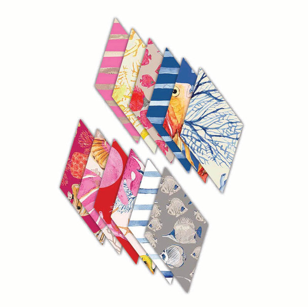 Multi Seaside Swim 5" Diamonds/42pc quilting fabric by RB Studios