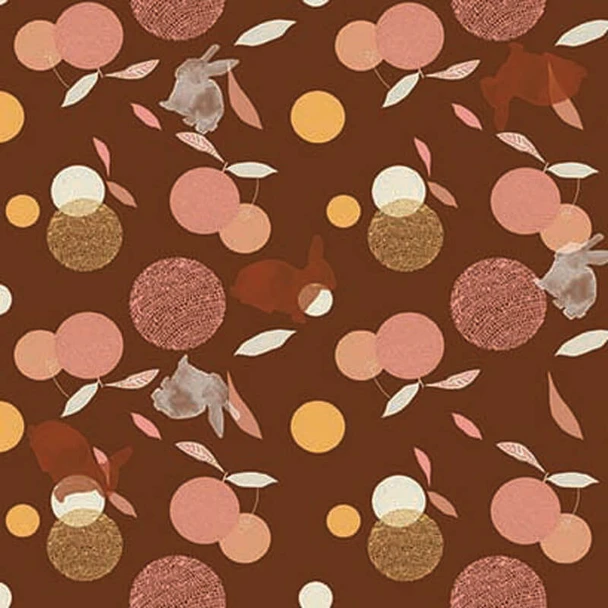 Chocolate Bunny Sea Breeze Bubble Hop quilting fabric by RB Studios