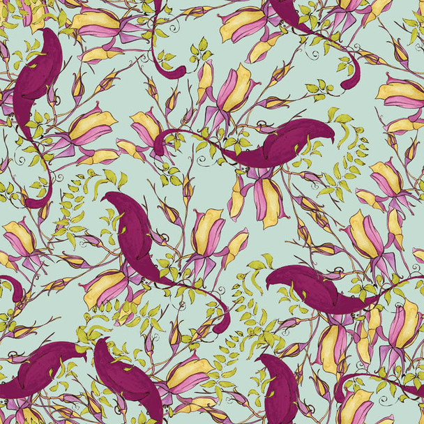 Aqua Melrose Place Entwined quilting fabric by RB Studios