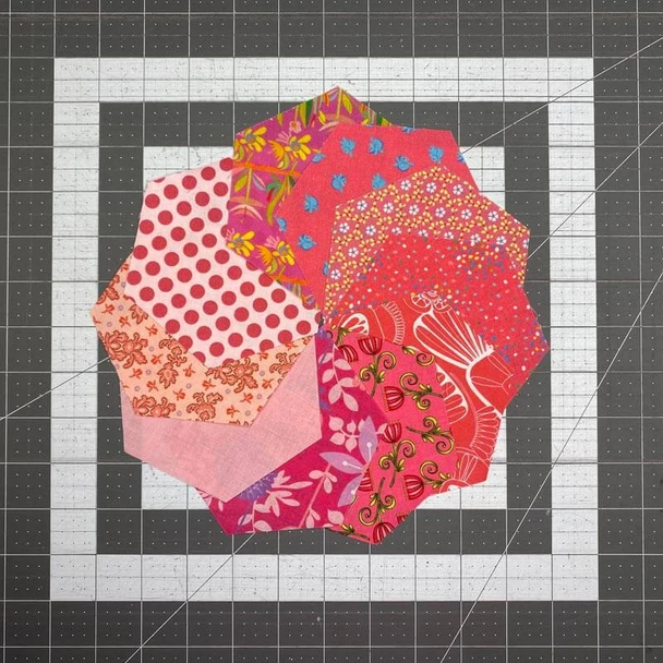 Color Story - Pink - 5'' Hexagons product shown for scale and identification