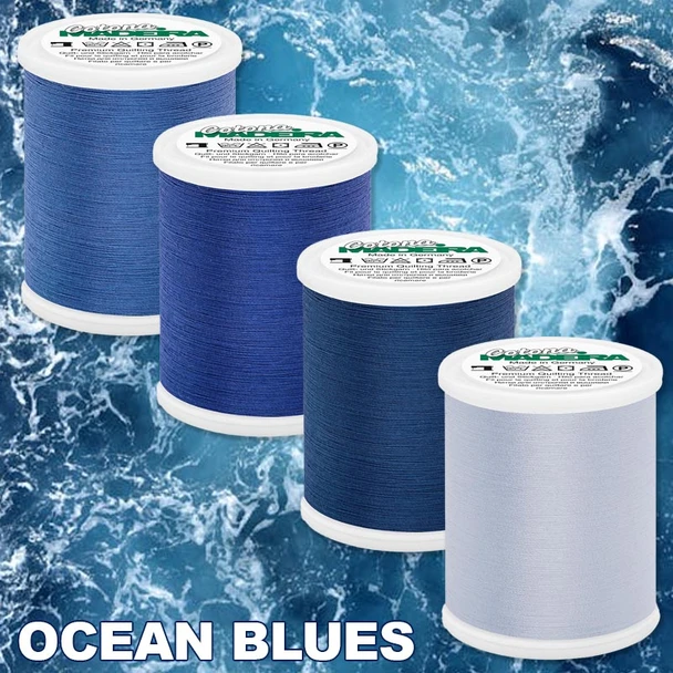Madeira Ocean Blues Cotona 50 four-thread collection in assorted blue shades