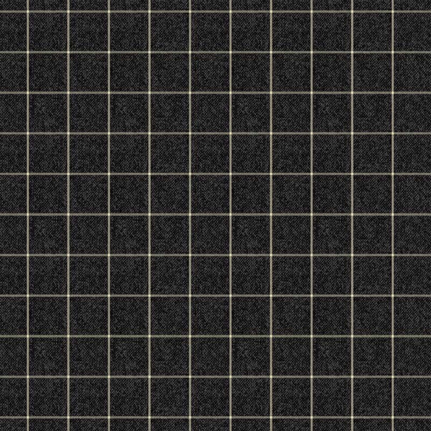 Black A Very Wooly Winter Windowpane Check quilting fabric by Benartex
