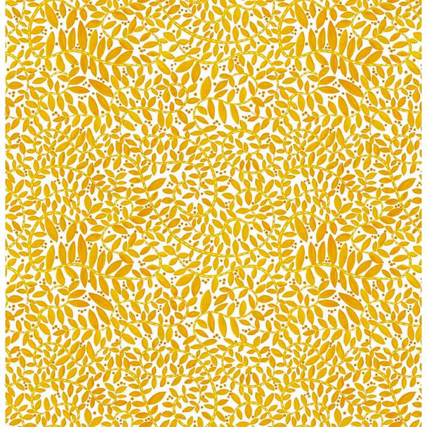 Yellow/White Folkscapes Fantasy Fern quilting fabric by Benartex