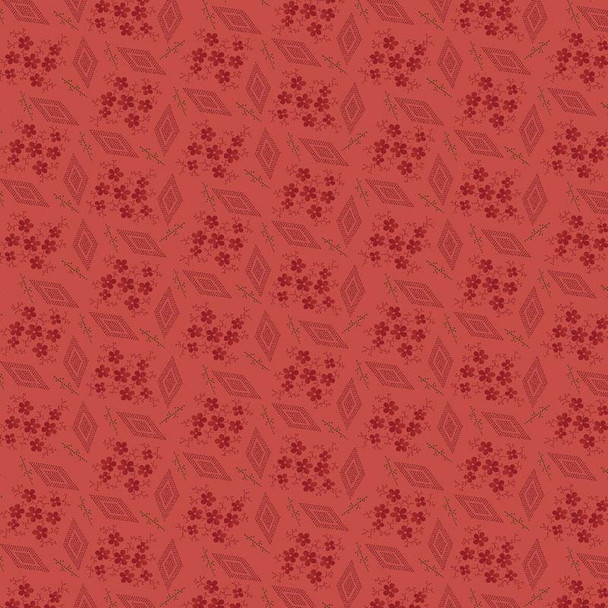 Red Homestead Colonial Wintersweet quilting fabric by Benartex