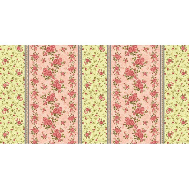 Benartex - Homestead Colonial - Border Stripe - Rose