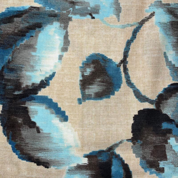 Black/Blue Hand Made Floral Design quilting fabric by Benartex